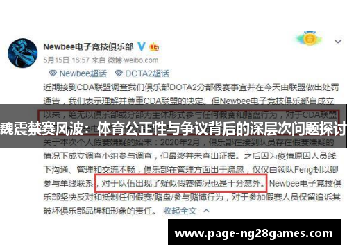魏震禁赛风波：体育公正性与争议背后的深层次问题探讨